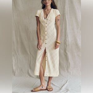 NWT Free People New In Town Midi Dress Large Tea Cookie Cream